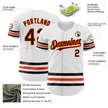 Laden Sie das Bild in den Galerie-Viewer, Custom White Brown-Orange Line Authentic Baseball Jersey
