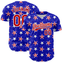 Load image into Gallery viewer, Custom Royal Red-White 3D American Flag Patriotic Authentic Baseball Jersey
