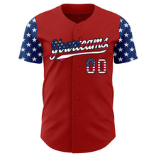 Загрузить изображение в средство просмотра галереи, Custom Red USA Flag-Black 3D American Flag Patriotic Authentic Baseball Jersey
