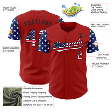 Laden Sie das Bild in den Galerie-Viewer, Custom Red USA Flag-Black 3D American Flag Patriotic Authentic Baseball Jersey
