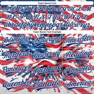 Custom Red Royal-White 3D American Flag Patriotic Authentic Baseball Jersey