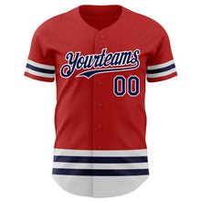Laden Sie das Bild in den Galerie-Viewer, Custom Red Navy-White Line Authentic Baseball Jersey
