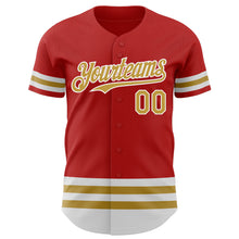 Laden Sie das Bild in den Galerie-Viewer, Custom Red Old Gold-White Line Authentic Baseball Jersey

