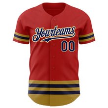 Laden Sie das Bild in den Galerie-Viewer, Custom Red Navy-Old Gold Line Authentic Baseball Jersey
