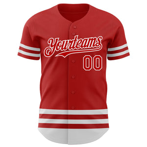 Custom Red White Line Authentic Baseball Jersey