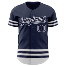 Load image into Gallery viewer, Custom Navy White Line Authentic Baseball Jersey
