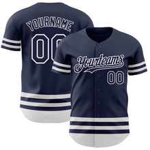 Load image into Gallery viewer, Custom Navy White Line Authentic Baseball Jersey

