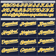 Laden Sie das Bild in den Galerie-Viewer, Custom Navy Gold-White Line Authentic Baseball Jersey
