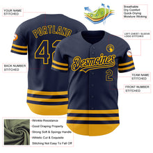 Load image into Gallery viewer, Custom Navy Gold Line Authentic Baseball Jersey
