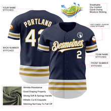 Load image into Gallery viewer, Custom Navy White-Old Gold Line Authentic Baseball Jersey
