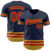 Load image into Gallery viewer, Custom Navy Red-Old Gold Line Authentic Baseball Jersey
