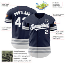 Load image into Gallery viewer, Custom Navy White-Gray Line Authentic Baseball Jersey
