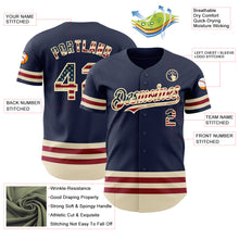 Laden Sie das Bild in den Galerie-Viewer, Custom Navy Vintage USA Flag Cream-Maroon Line Authentic Baseball Jersey
