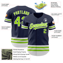 Load image into Gallery viewer, Custom Navy Neon Green-White Line Authentic Baseball Jersey
