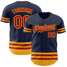 Load image into Gallery viewer, Custom Navy Red-Gold Line Authentic Baseball Jersey
