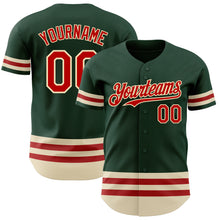 Load image into Gallery viewer, Custom Green Red-Cream Line Authentic Baseball Jersey
