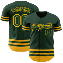Load image into Gallery viewer, Custom Green Gold Line Authentic Baseball Jersey
