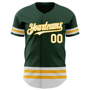Custom Green White-Gold Line Authentic Baseball Jersey