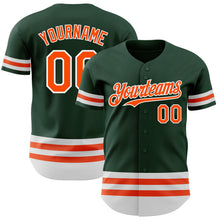 Laden Sie das Bild in den Galerie-Viewer, Custom Green Orange-White Line Authentic Baseball Jersey
