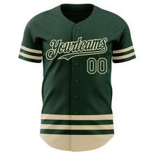 Load image into Gallery viewer, Custom Green Cream Line Authentic Baseball Jersey
