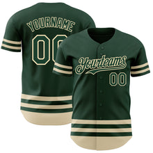 Load image into Gallery viewer, Custom Green Cream Line Authentic Baseball Jersey
