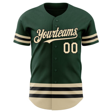 Custom Green Cream-Black Line Authentic Baseball Jersey