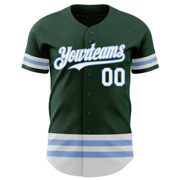 Custom Green White-Light Blue Line Authentic Baseball Jersey