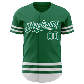 Custom Kelly Green White Line Authentic Baseball Jersey