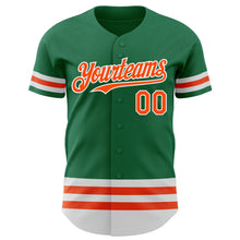 Laden Sie das Bild in den Galerie-Viewer, Custom Kelly Green Orange-White Line Authentic Baseball Jersey
