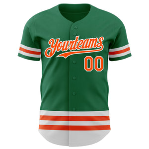 Custom Kelly Green Orange-White Line Authentic Baseball Jersey