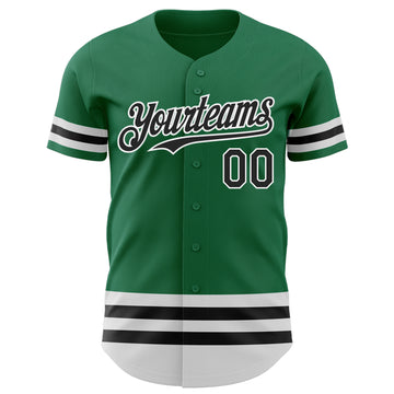 Custom Kelly Green Black-White Line Authentic Baseball Jersey