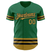 Laden Sie das Bild in den Galerie-Viewer, Custom Kelly Green Old Gold-Black Line Authentic Baseball Jersey

