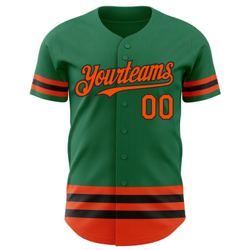 Custom Kelly Green Orange-Black Line Authentic Baseball Jersey