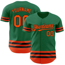 Load image into Gallery viewer, Custom Kelly Green Orange-Black Line Authentic Baseball Jersey
