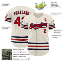 Load image into Gallery viewer, Custom Cream Red-Navy Line Authentic Baseball Jersey
