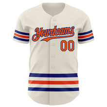 Load image into Gallery viewer, Custom Cream Orange-Royal Line Authentic Baseball Jersey

