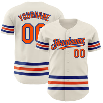Custom Cream Orange-Royal Line Authentic Baseball Jersey