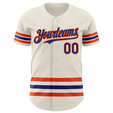 Custom Cream Royal-Orange Line Authentic Baseball Jersey