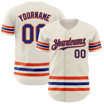 Custom Cream Royal-Orange Line Authentic Baseball Jersey