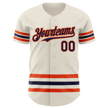 Laden Sie das Bild in den Galerie-Viewer, Custom Cream Navy-Orange Line Authentic Baseball Jersey
