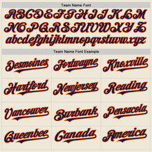 Load image into Gallery viewer, Custom Cream Navy-Orange Line Authentic Baseball Jersey
