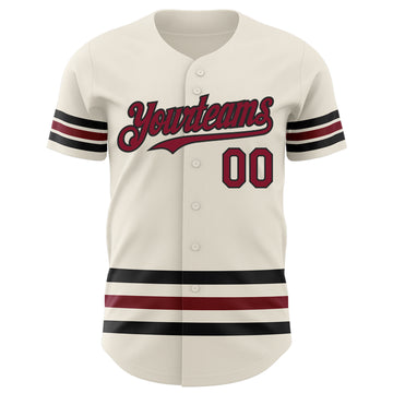 Custom Cream Crimson-Black Line Authentic Baseball Jersey