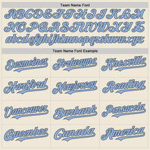 Load image into Gallery viewer, Custom Cream Light Blue-Steel Gray Line Authentic Baseball Jersey
