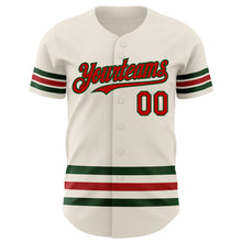 Laden Sie das Bild in den Galerie-Viewer, Custom Cream Red-Green Line Authentic Baseball Jersey
