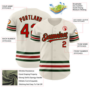 Custom Cream Red-Green Line Authentic Baseball Jersey