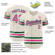 Load image into Gallery viewer, Custom Cream Pink-Kelly Green Line Authentic Baseball Jersey
