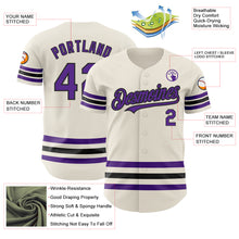 Laden Sie das Bild in den Galerie-Viewer, Custom Cream Purple-Black Line Authentic Baseball Jersey
