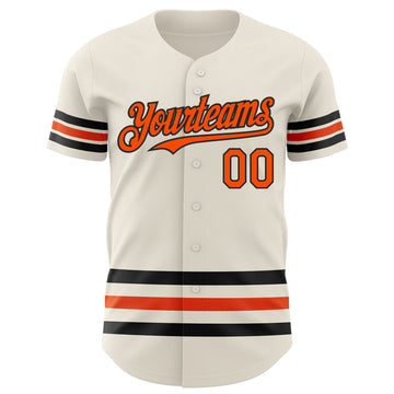 Custom Cream Orange-Black Line Authentic Baseball Jersey