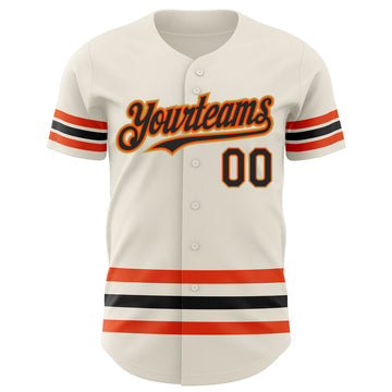 Custom Cream Black Orange-Old Gold Line Authentic Baseball Jersey