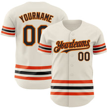 Load image into Gallery viewer, Custom Cream Black Orange-Old Gold Line Authentic Baseball Jersey
